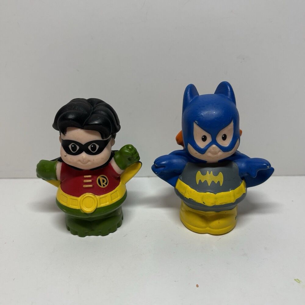 Fisher Price Little People DC Super Friends Batman & Robin Figures Lot Vintage